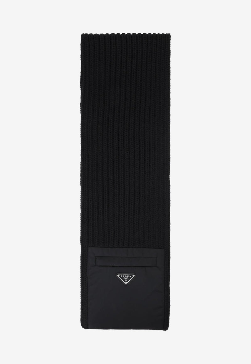 Pocket Wool-Blend Knit Scarf