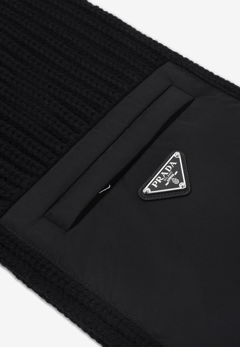 Pocket Wool-Blend Knit Scarf