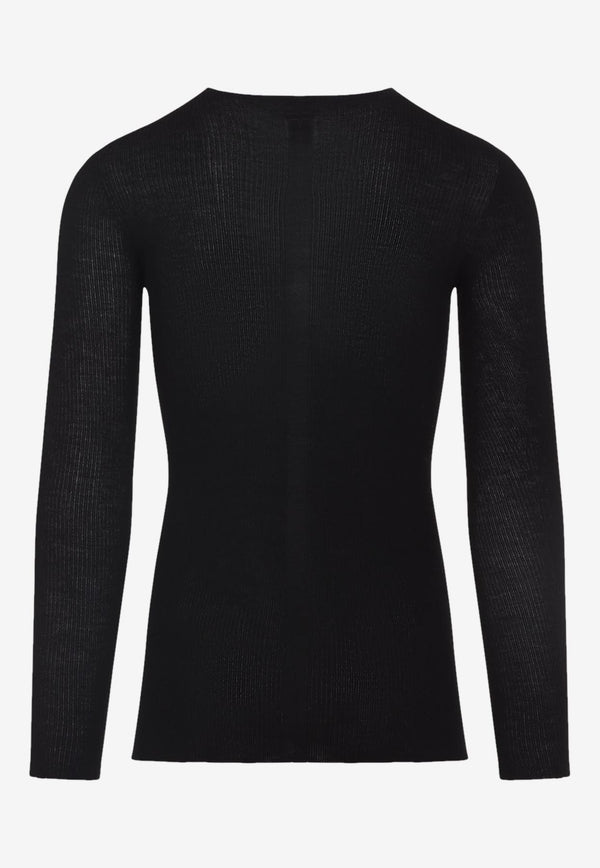 Long-Sleeved Rib-Knit Sweater