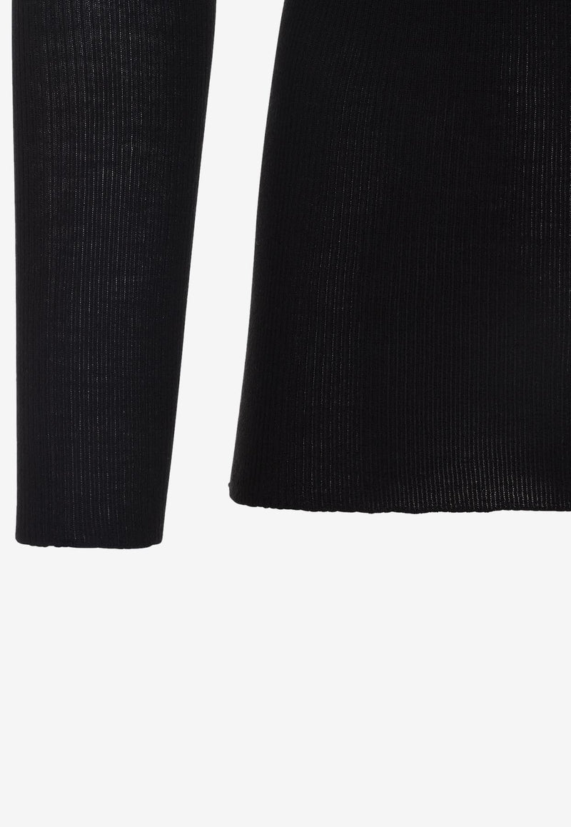 Long-Sleeved Rib-Knit Sweater