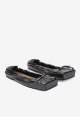 Square Ballet Flats in Leather