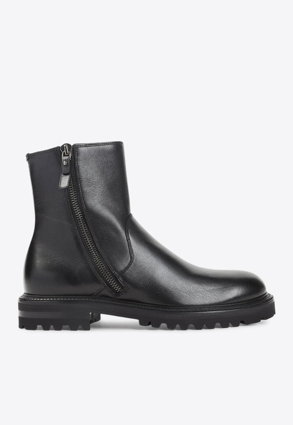 Leather Zip Ankle Boots