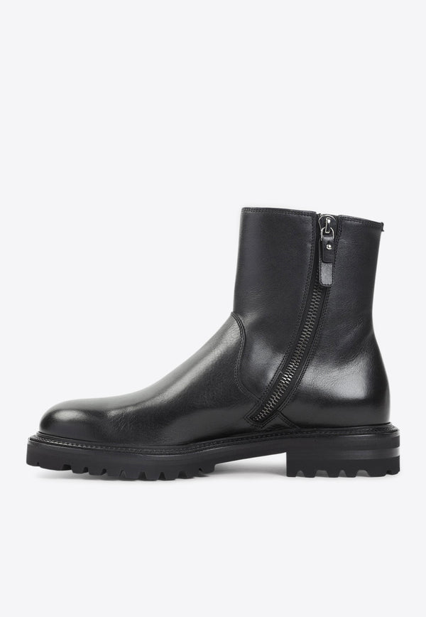 Leather Zip Ankle Boots