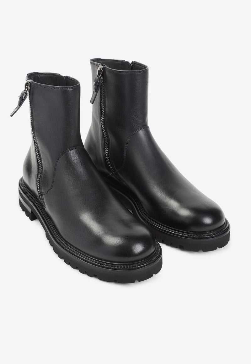 Leather Zip Ankle Boots