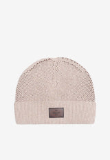 Berluti Leather Patch Wool Beanie Beige T27CA70.001-A10 FLUFFY BEIGE