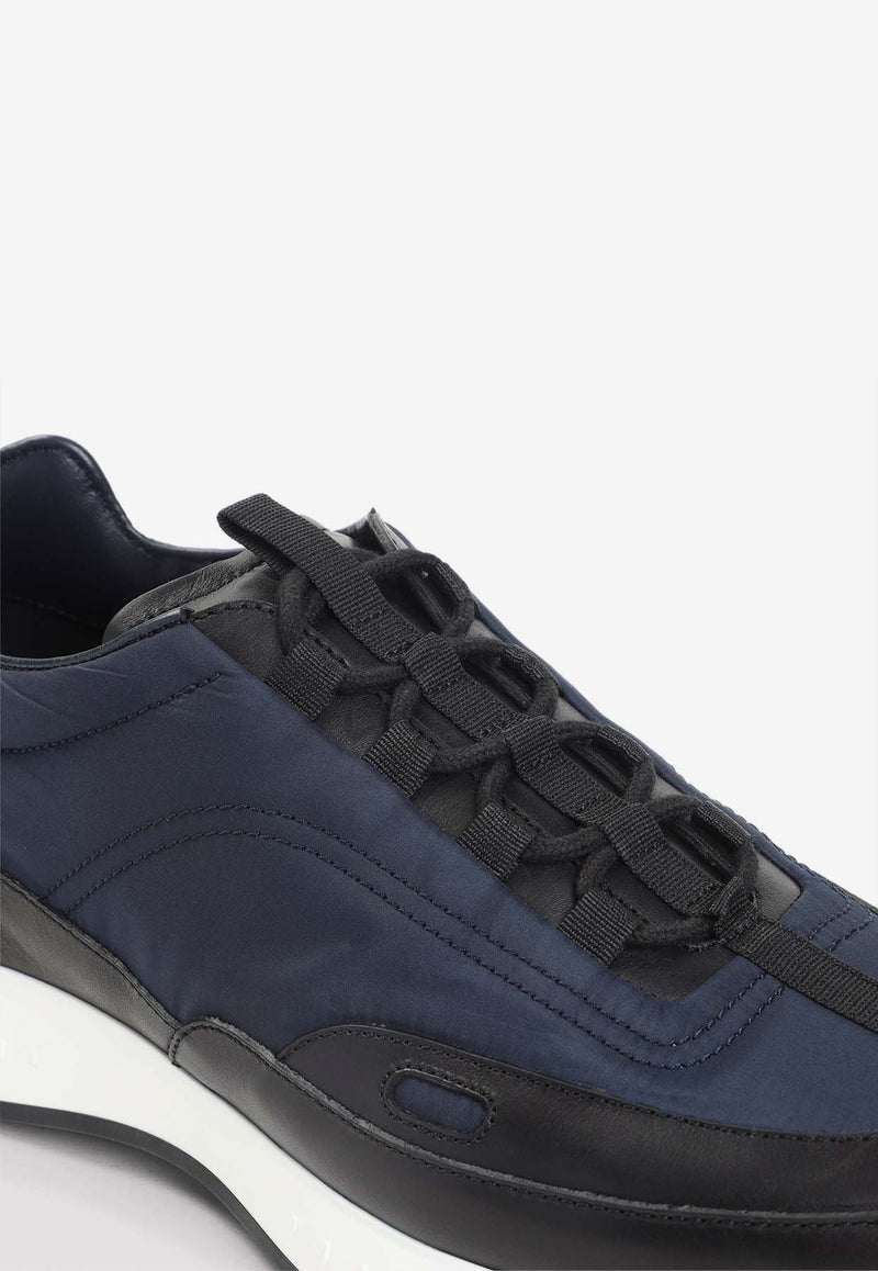 Nylon and Leather Low-Top Sneakers
