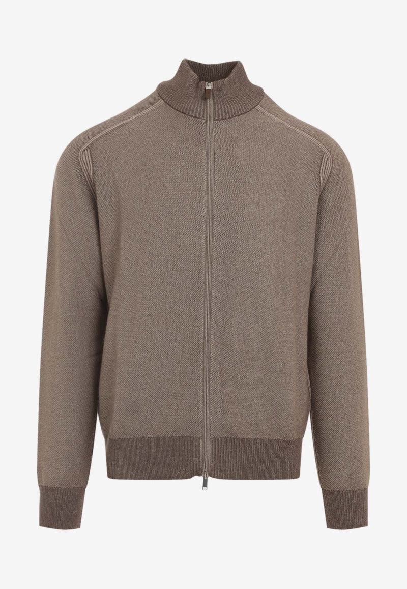 Zip-Up Cashmere Bomber Jacket