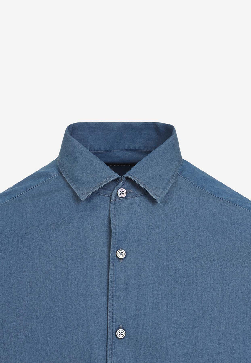 Long-Sleeved Denim Shirt