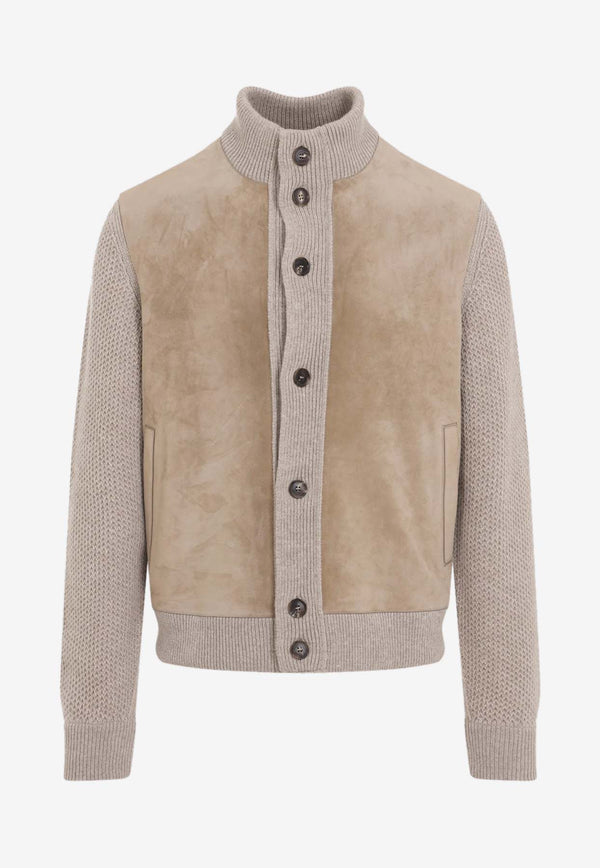 Oasi Knitted Cashmere and Suede Jacket