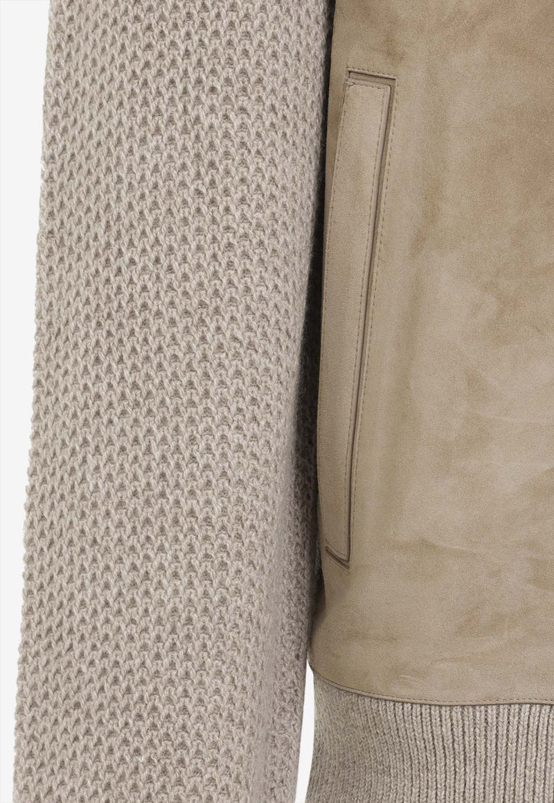 Oasi Knitted Cashmere and Suede Jacket