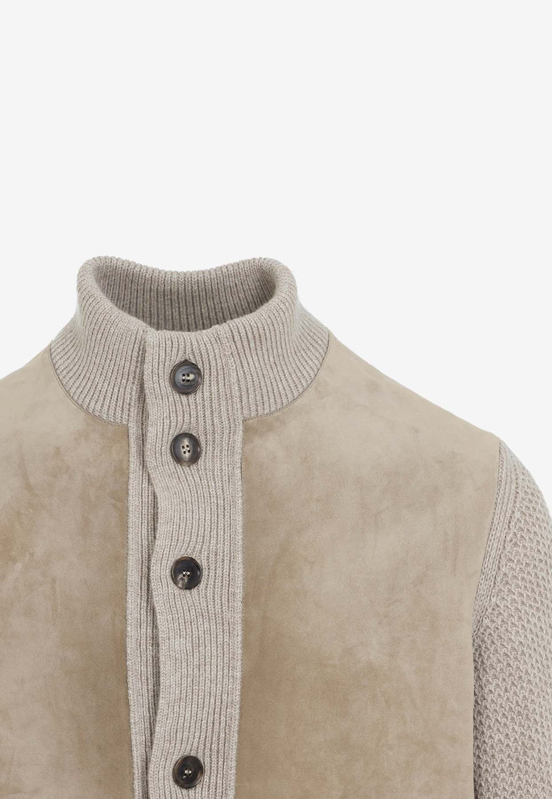 Oasi Knitted Cashmere and Suede Jacket