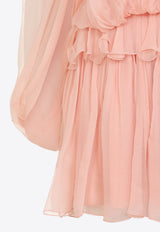 Ruffled Silk Mini Dress