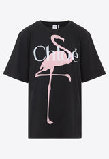 Oversized Flamingo Print T-shirt