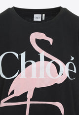 Oversized Flamingo Print T-shirt