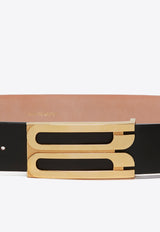 Victoria Beckham Jumbo Frame Calf Leather Belt Black 1324ABL005770ABLACK