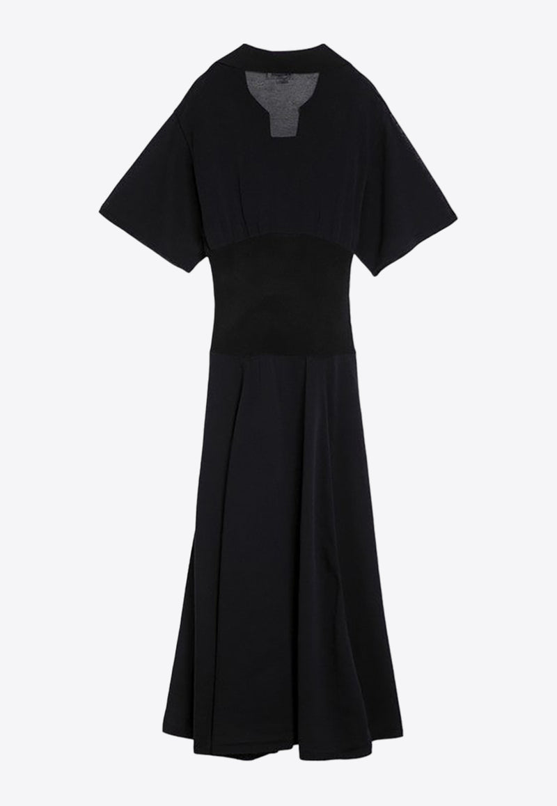 Victoria Beckham Semi-Sheer Paneled Midi Dress Black 1324KDR005587ACO/P_VIBEC-BLK