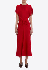 Victoria Beckham Gathered Waist Midi Dress Red 1324WDR005227ARED