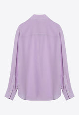 Victoria Beckham Long-Sleeved Ruffled Silk Shirt Lilac 1324WSH005505ASI/P_VIBEC-PE