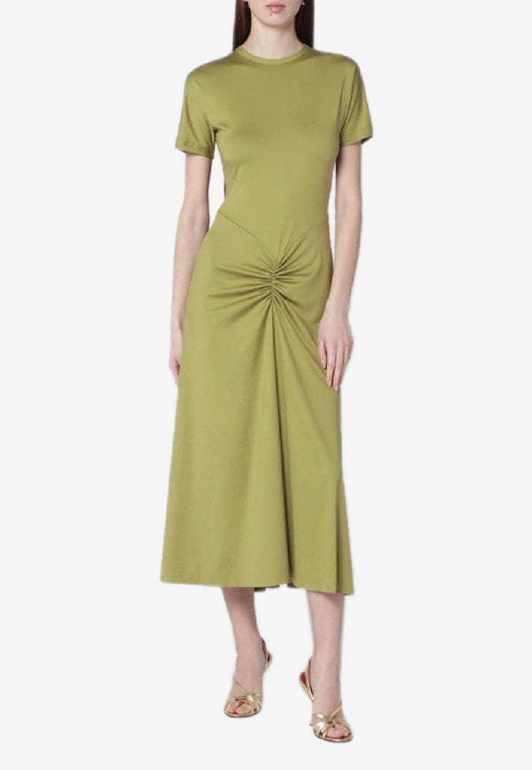 Victoria Beckham Blaire Dress Gathered Midi Dress Green 1325JDR006476APL/S_VIBEC-GR