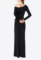Victoria Beckham Off-Shoulder Maxi Ruched Dress Black 1325WDR006575ACO/R_VIBEC-BLK