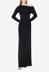 Victoria Beckham Off-Shoulder Maxi Ruched Dress Black 1325WDR006575ACO/R_VIBEC-BLK