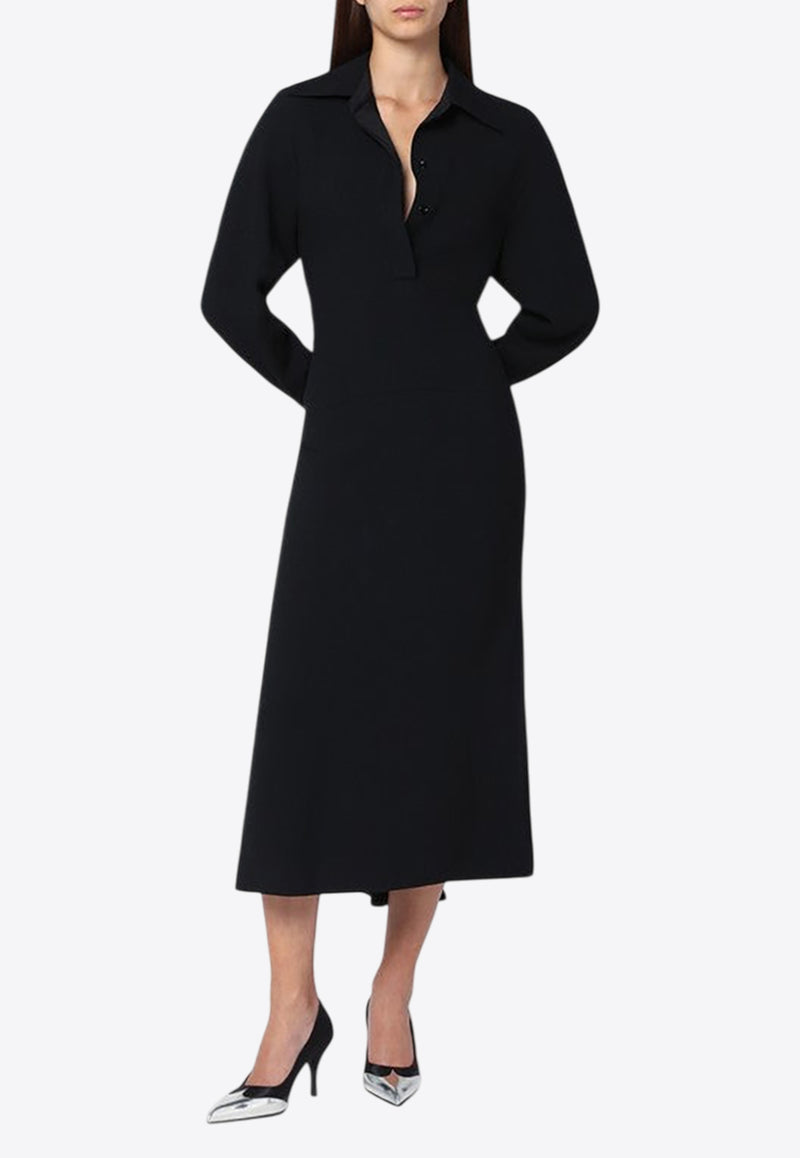 Victoria Beckham Satin Midi Shirt Dress Black 1325WDR006598AVI/R_VIBEC-BLK