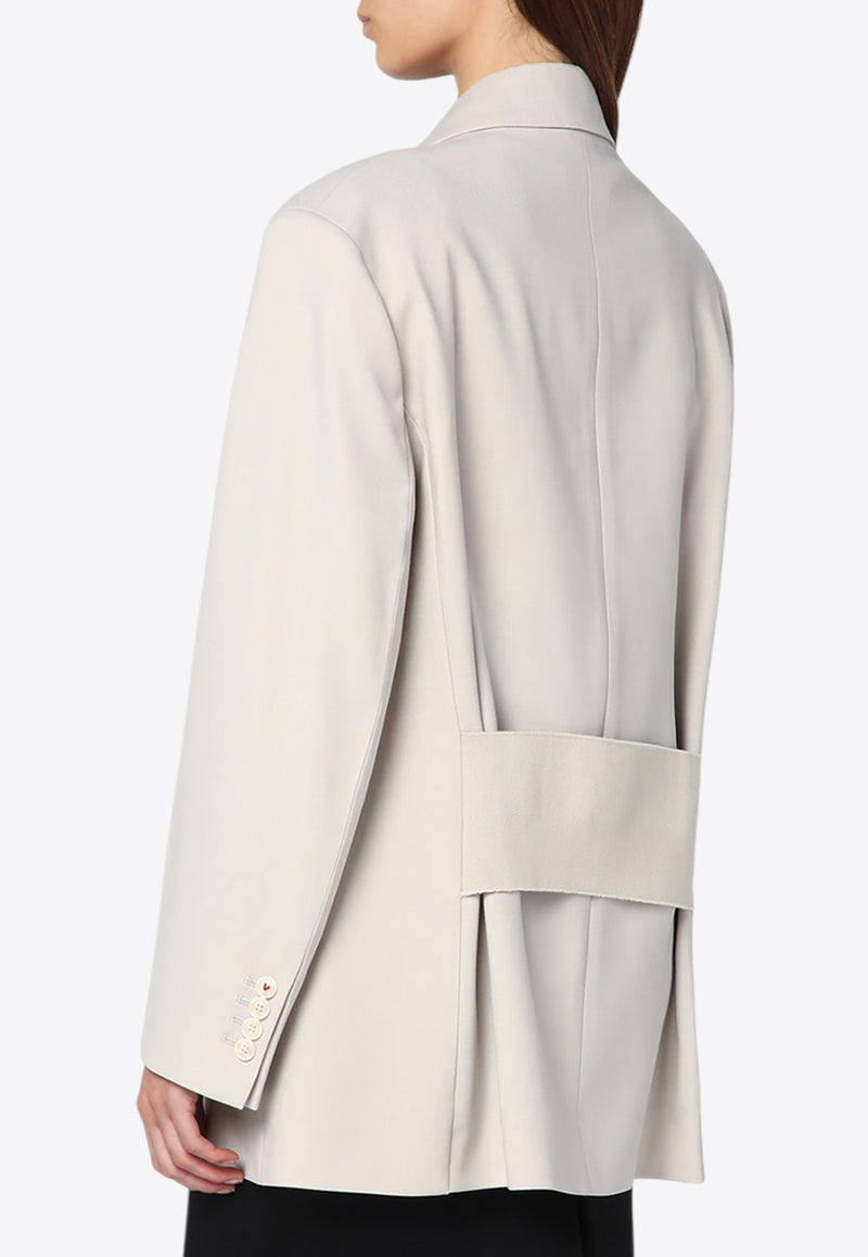 Victoria Beckham Wool-Blend Double-Breasted Blazer Gray 1325WJK006442AWO/R_VIBEC-PU