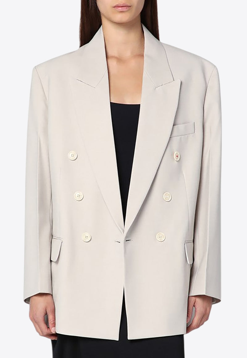 Victoria Beckham Wool-Blend Double-Breasted Blazer Gray 1325WJK006442AWO/R_VIBEC-PU