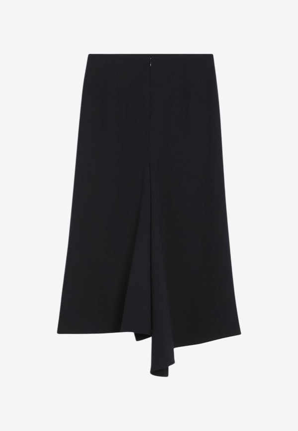 Victoria Beckham Asymmetric Midi Skirt in Wool-Blend Navy 1325WSK006591CWO/R_VIBEC-NA