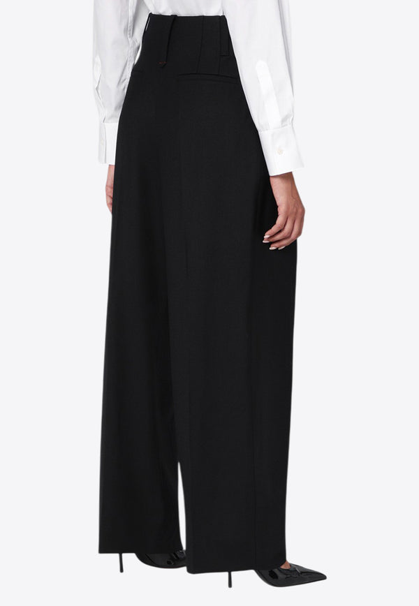 Victoria Beckham Wide-Leg Tailored Pants in Wool-Blend Black 1325WTR006479BWO/R_VIBEC-BLK