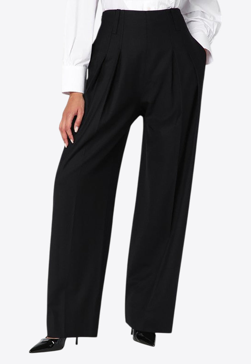 Victoria Beckham Wide-Leg Tailored Pants in Wool-Blend Black 1325WTR006479BWO/R_VIBEC-BLK