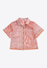 Zimmermann Kids Girls Ottie Paisley Print Pocket Shirt Pink 1343TSS242PINK