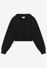 Prada Triangle Logo Cropped Hoodie Black 134710OOO10GS/Q_PRADA-F0002