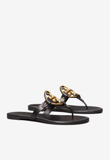 Tory Burch Miller Nappa Leather Logo Sandals Black 136593 0-006