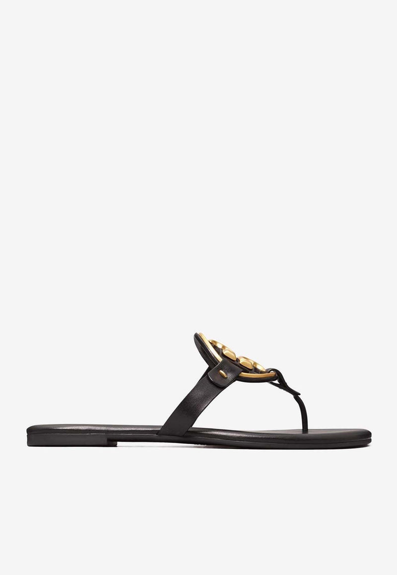 Tory Burch Miller Nappa Leather Logo Sandals Black 136593 0-006