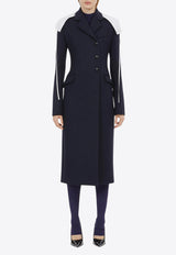 Salvatore Ferragamo Off-Center Buttoned Wool Coat Navy 13C624 K 766741 NEW NAVY