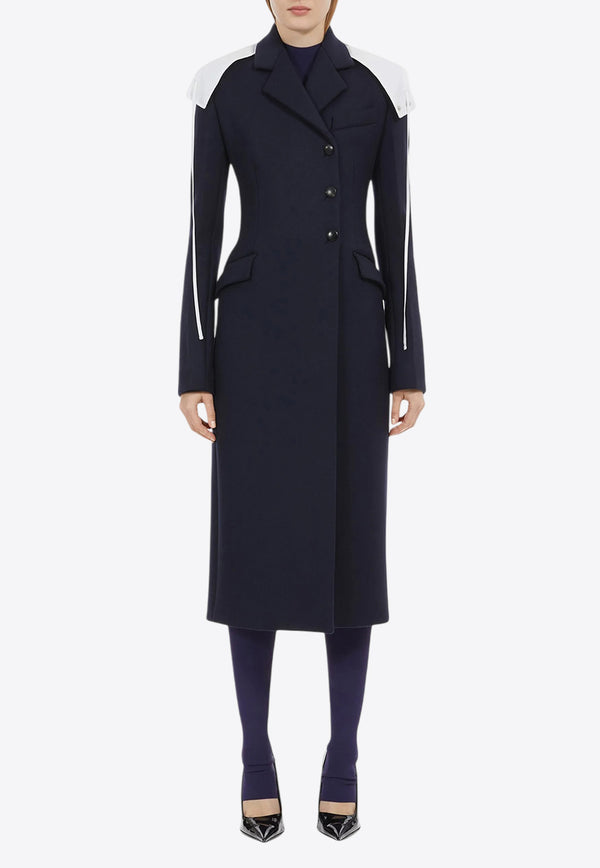 Salvatore Ferragamo Off-Center Buttoned Wool Coat Navy 13C624 K 766741 NEW NAVY