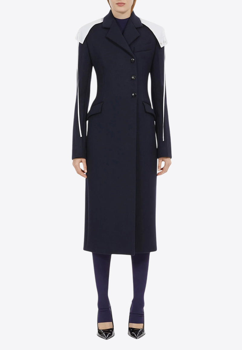 Salvatore Ferragamo Off-Center Buttoned Wool Coat Navy 13C624 K 766741 NEW NAVY