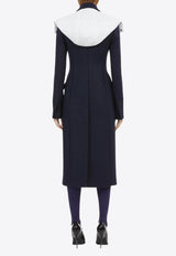 Salvatore Ferragamo Off-Center Buttoned Wool Coat Navy 13C624 K 766741 NEW NAVY