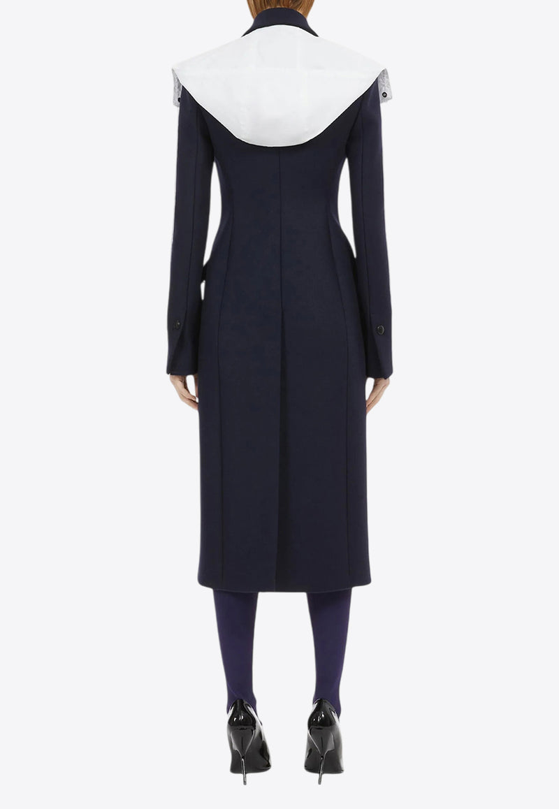 Salvatore Ferragamo Off-Center Buttoned Wool Coat Navy 13C624 K 766741 NEW NAVY