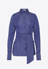 Salvatore Ferragamo Striped Wrap Shirt 13C906 C 770504 MIDNIGHT/OPTIC WHITE Blue