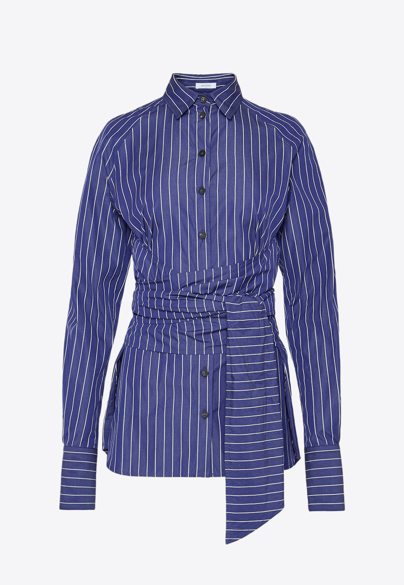 Salvatore Ferragamo Striped Wrap Shirt 13C906 C 770504 MIDNIGHT/OPTIC WHITE Blue