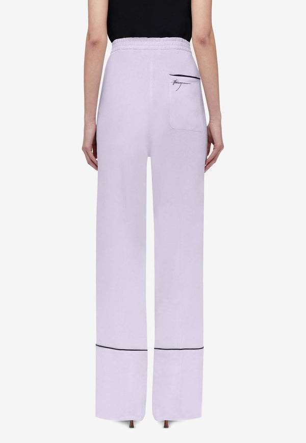 Salvatore Ferragamo Wide-Leg Pajama Pants 13E851 P 775553 LAVANDER Purple