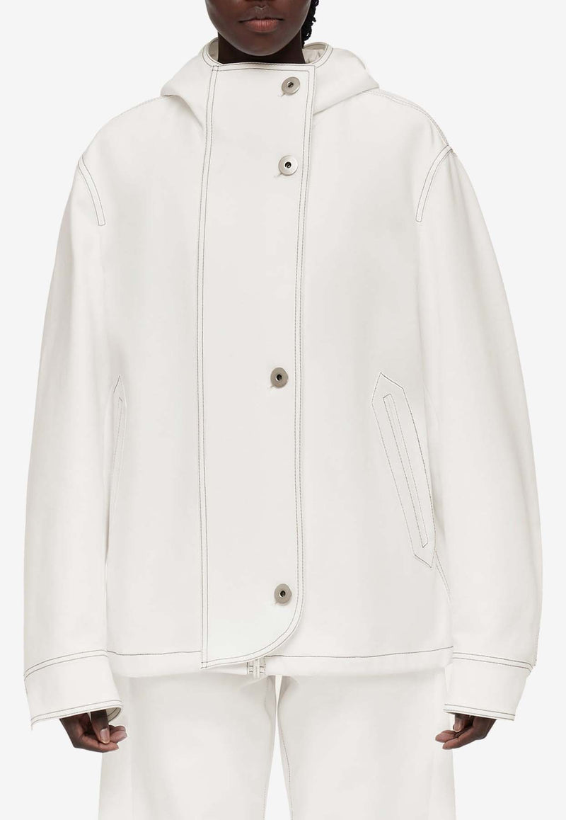 Salvatore Ferragamo Voluminous Hooded Jacket 13E954 B 775844 WHITE White