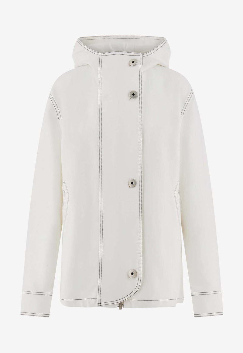 Salvatore Ferragamo Voluminous Hooded Jacket 13E954 B 775844 WHITE White