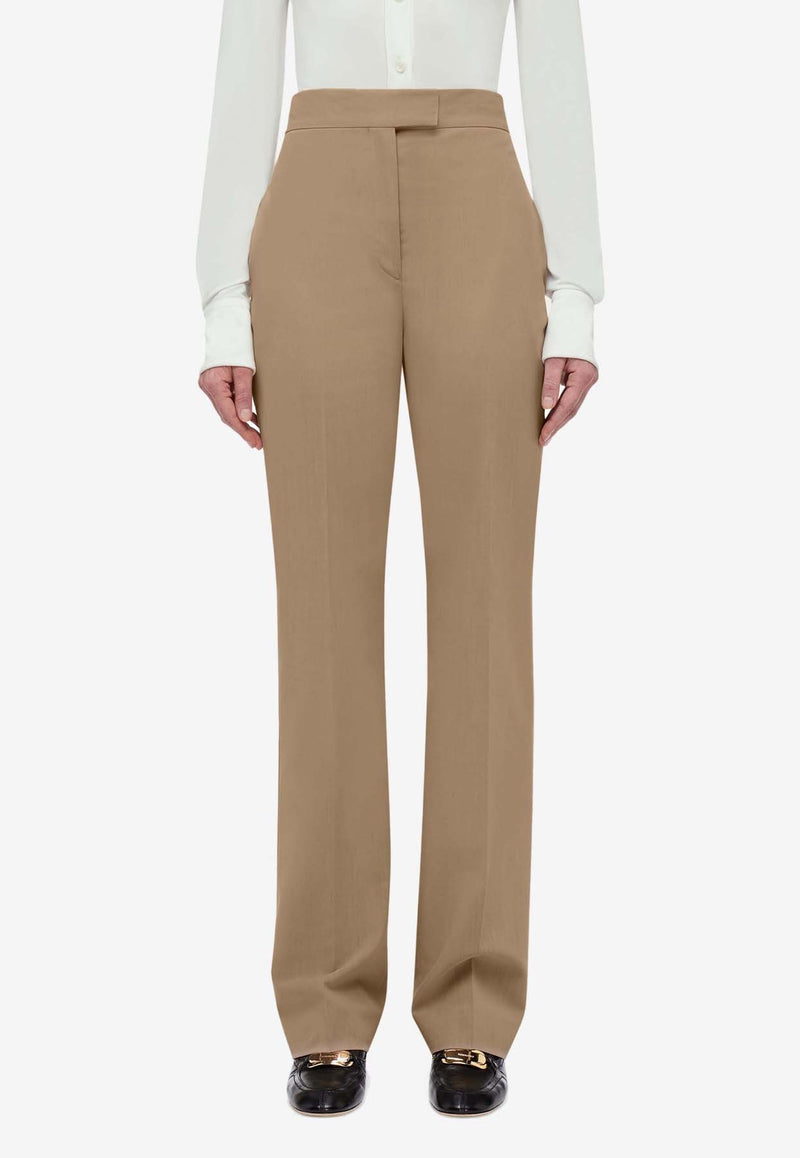 Salvatore Ferragamo High-Waist Wool Pants 13F923 P 775854 DARK SAND Beige