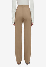 Salvatore Ferragamo High-Waist Wool Pants 13F923 P 775854 DARK SAND Beige