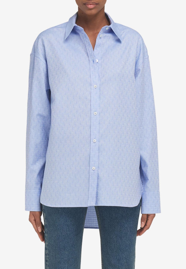 Ferragamo Logo Monogram Long-Sleeved Shirt 13G780 C 781857 OXFORD BLUE