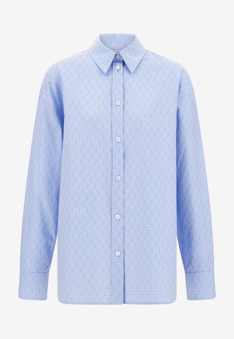 Ferragamo Logo Monogram Long-Sleeved Shirt 13G780 C 781857 OXFORD BLUE