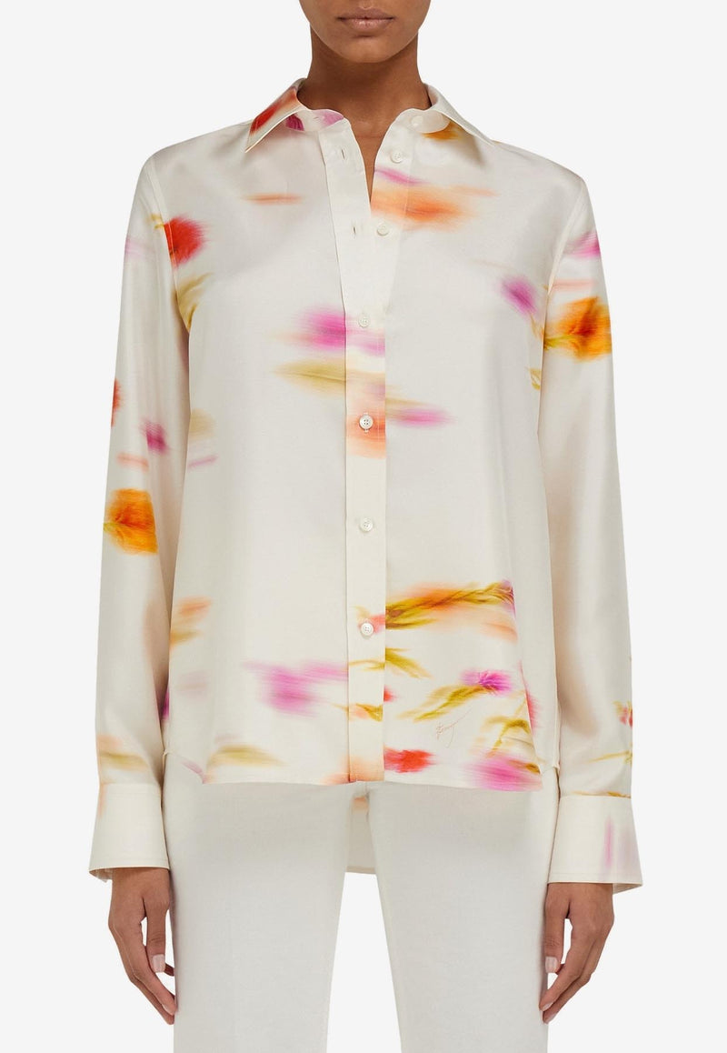 Ferragamo Blossom Print Long-Sleeved Shirt 13G785 C 781950 MASCARPONEREDCHERPINK